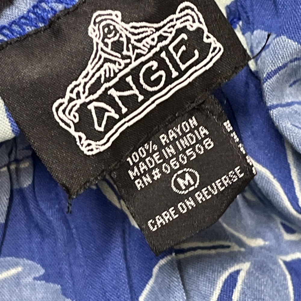 Angie Dress Blue Floral Babydoll Halter Tiered Maxi Size M Tropical Vacation - Picture 9 of 16